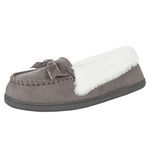 Jessica Simpson Womens Micro Suede Moccasin Indoor Outdoor Slipper Shoe,Grey,Large