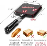 Cididu Hot Sandwich Maker, Grilled Sandwich Toaster for Small Bread Pancake, Double Sided Non-Stick Frying Pan, Stovetop Sandwich Grill Press Flip Pan for Camping Kitchen (Inside 5.4" L x 4.7" W)