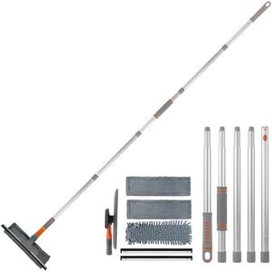 Limpiacristales Telescópico, Tendak 3 en 1 Limpiador de Vidrios de Ventana Profesional con Mango Telescópica, Extensible Enjugador de Ventanas de 23-200cm para Ventanas Altas Interiores y Exteriores