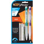 BIC Velocity Max Mechanical Pencils, With Colourful Barrel, Medium Point (0.7 mm), 2-Count Pack Mechanical Pencils With Erasers and Lead Refills