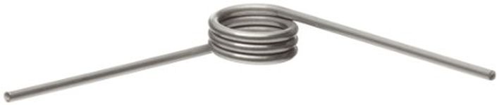 302 Stainless Steel Torsion Spring, Left Hand Wind Direction, 90° Deflection, 0.16" OD, 0.017" Wire Size, 0.5" Leg Length, 0.093" Mandrel Size, 0.081" Min. Axial Space (Pack of 10)