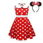 Lito Angels Minnie Mouse Fancy Dress Up Costume with Headband Birthday Party Outfits Baby Girls Age 18-24 Months, B - Red