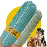 Dog Toothbrush Dog Finger Toothbrush | Pack of 2 with Storage Cases | Remove Plaque & Tartar Fights Bad Breath | Food Safe Silicone 360° Bristles | Cat Toothbrush | Cat Dog Teeth Cleaning Products