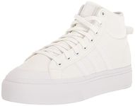 adidas Womens Bravada 2.0 MID Platform Sneaker, White/White/Chalk White, 8 US