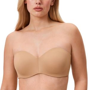 DELIMIRA - Mujer Sujetador Apoyo Invisible Sin Tirantes con Aros Natural 95C