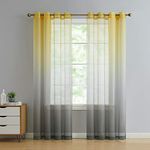 GoodGram 2 Pack Semi Sheer Ombre Chic Grommet Curtain Panels - Assorted Colors (Yellow/Grey Multi)