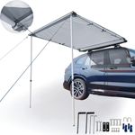 DANCHEL OUTDOOR Pull-Out Car Awning for Camping Overlanding, Waterproof Retractable Roof Rack Awning Canopy with Metal Joints for SUV/Trailers/Truck/Van Gray(2x2m)