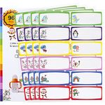 Name Labels for Kids Stuff School Supplies, 96 PCS Waterproof Daycare Labels, Baby Bottle Labels for Daycare, Self-Laminating, Dishwasher Safe, Toddler Name Sticker Tags for Sippy Cups, Lunch Box