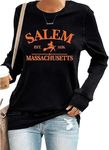 QYZ-Top 1692 They Missed One Long Sleeve Shirt Women Vintage Funny Sweatshirt Halloween Fun Shirt Gifts 2024, Shirt2-black, Medium