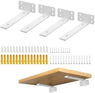 Alise Floating Shelf Brackets White,4 Pcs L Brackets for Shelves,6'' Hidden Invisible Shelf Brackets, 1/5" Inch Heavy Duty Metal Wall Shelf Support Corner Brackets for Home and DIY Mounting Shelf