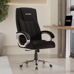 beAAtho® Berlin Orthopedic Boss Chair with 3-Years Warranty, Executive Office Chair Ergonomic High- Back Chair-Cushioned Seat & Armrests, Metal Base. (Fabric Black)