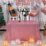 JYFLZQ Rose Pink Sequin Tablecloth 50" x 80" Rectangular Sparkly Drape Table Cloths Table Cover Overlay for Wedding Birthday Party Baby Bridal Shower