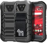 Nakedcellphone Handy Series Compatible with Verizon Kyocera DuraForce Ultra 5G UW (E7110) Case, Black Tactical Armor Rugged Phone Cover [Anti-Shock, Matte Grip Texture] with Removable Hand Strap