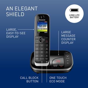 Panasonic Cordless Phone Quad Handset – Black
