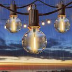 ZOTOYI String Lights Outdoor Mains Powered, 25FT G40 Globe String Lights with 12+1 LED Plastic Bulbs(1 Spare), Waterproof Shatterproof Festoon Lights for Garden Patio Backyard Gazebo Balcony Party