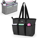 Damero Teacher Shoulder Bag, Teacher Utility Tote Bag with Felt Organiser Insert and Laptop Sleeve for Work Travel School, Black