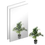 TSKDKIT 2pcs HD Wall Mirror Self Adhesive Glass Mirror High Clear Mirror Stick On Frameless Large Adhesive Mirror Tile for Bedroom, Living Room, Hallway Decoration(40 x 30cm)