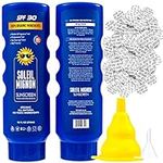 Leakproof Hidden Flask - 2 Secret Sunscreen Flasks For Liquor - Large 10oz Empty Alcohol Containers & 100 Foam Seals & Collapsible Funnel | Hard Plastic Booze Smuggling Bottle