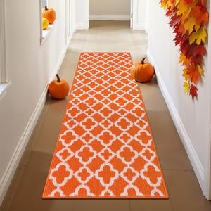 U'Artlines Long Runner Rug for Hallway 2×8feet Non Slip Kitchen Floor Carpet Runners Orange Geometric Pattern Machine Washable Area Rug for Entryway Bathroom