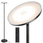 OUTON LED Uplighter Floor Lamp 30W 3000LM, Bright Modern Torchiere Dimmable Standing Lamp, Remote Touch Control & 4 Color Temperatures, 1 Hour Timer for Living Room, Bedroom, Office, Black