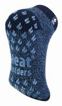 HEAT HOLDERS - Mens 2.3 TOG Warm Thick Anti Slip Low Cut Ankle Thermal Slipper Socks | Trainer Socks with Grips for Winter (6-11, Navy)