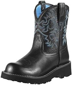Ariat Women’s Fatbaby Western Boot, Black Deertan, 6.5 Wide