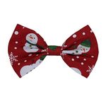 New Dogs Bow Tie CHRISTMAS Elastic Band attach COLLAR ACCESSORY Handmade UK (large, red Snowman)