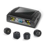 Masoll RV Tire Pressure Monitoring System, M23 Tire Pressure Monitor with Solar Charge, TPMS with 4 Sensors & 6 Alarm Modes & Color Display