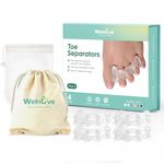 Welnove Toe Separators - 2 Pair Toe Spacers for Women Men to Correct Bunion, Toes Straighteners for Plantar Fasciitis, Hammertoes, Relieve Feet Pain, Foot Alignment (S)