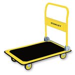 Stanley SXWT-PC528 Platform Trolley with 300 kg Capacity, Steel Portable Foldable Multi-Functional Dolly Push Cart with 360 Degree Swivel Wheels, Yellow and Black, (91 x 61 x 87 cm)