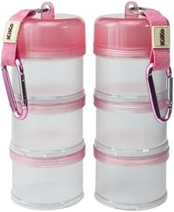 Formula Container to Go – Baby Essentials, Stackable Formula Dispenser for Night Feedings, Snacks and More – Protein Powder Travel Container – 2 Pack, by KiKo (Pink)