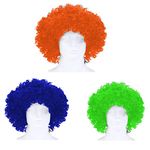 Mancloem Artificial Curly Hair Wig for Holi & Halloween Festival Costume | Malinga Wig for Unisex Kids & Adults | Set of 3(Multicolor)