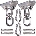 SELEWARE Permanent Antirust 304 Stainless Steel Heavy Duty Swing Hanger w/Carabiner 1000LB Capacity, 360° Rotate Punching Bag Hanger w/Screw for Playground Porch Yoga Hammock Chair Swing Set, 2 Pack