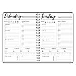 Work Planner,Daily & Weekly Spiral Planner with Hourly Schedules, To Do List, Tasks, Expense tracker, Undated 7 Days Planner Start Anytime, Flexible PVC Waterproof Cover, 10x7.3 inches