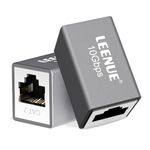 LEENUE RJ45 Coupler Shielded Ethernet Cable Extender 10Gbps for PoE, Cat7 Cat6A Cat6 Ethernet Connector, Silver Grey 2-Pack