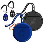 BARKIE Small Silicone Dog Treat Pouch with Pet Training Clicker 2Pack, Durable Metal Zipper, Integrated Strap, Mini Portable Size, Easy to Clean, Odorless, Travel Walking Bag for Leash (Black & Blue)