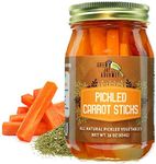 Green Jay Gourmet Spicy Pickled Carrot Sticks in a Jar - Fresh Hand Jarred Vegetables for Cooking & Pantry – Home Grown Pre-Prepared Pickled Carrot Sticks – Simple Natural Ingredients - 16 Ounce Jar