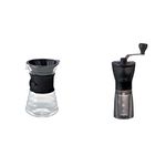 HARIO VDD-02B Drip Decanter Pourover Coffee Brewer Server for 2-3 Cups, 700 ml &, Transparent Black Mini Mill PLUS | Compact & Adjustable Hand Coffee Grinder With Ceramic Burrs, Plastic