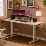 ARTIKEL Artidesk Eco Electric Height Adjustable Table for Office Work & Home – Standing Gaming Desk with LED Display, 80kg Load, Cup Holder, 2 Hooks & Cable Organizer – White (140X60cm)
