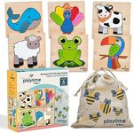 Magifire Wood Puzzles for Toddlers 1-3, Set of 6 Montessori Toys for 1 Year Old, Toddler Puzzles, Baby Puzzles with Large Pieces Safe for Kids, Includes Storage Bag and Giftable Box