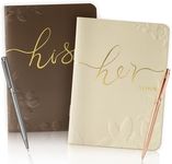 WEMATE Vow Books His and Hers,Wedding Vow Book with Gold Foil and 2 Pens, Wedding Essentials, Beautiful Wedding Present Stuff - Brown and Apricot