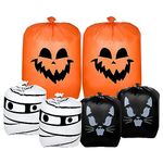 TOYMIS 6pcs Halloween Lawn Leaf Bags, Funny Decorative Leaf Bags Plastic Leaf Bags Garden Leaf Bags Yard Waste Bags for Halloween Party Favor (Pumpkin, Mummy, Black Cat)