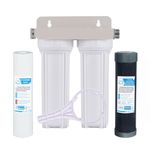 Nasibey External RV Dual Water Filter System for Reducing Sediment, Dirt, Sand, Rust, Scale Particles & Chlorine Taste | 3/4" GHT Adapter,Mounting Bracket and Two Filters Included…