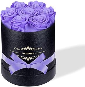 NATROSES Preserved Real Roses in a Box, Flowers That Last Up to 3 Years, Long Lasting Roses Gifts for Her, Birthday Gifts for Women (Light Purple)