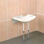 Homecraft Wall-Mounted Steel Shower Chair, Folding Shower Seat with Rubber Fee, 352 lbs Weight Capacity