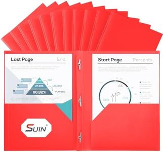 SUIN Plastic Project-Folders with 2 Pockets & 3 Prong, Bulk Pack Project File-Folder for US Letter Size Papers, Ideal for School & Office, Assorted Pastel Colors (Red)