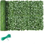 3m x 1m Artificial Ivy Privacy Fence,Garden Screening UV Protected Artificial Hedge Roll Screen and Faux Vine Leaf Decoration for Outdoor Garden Wall with 20 Green Nylon Ties