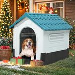 YITAHOME 33.1'' Folding Large Dog House Outdoor Plastic Doghouse with Adjustable Skylight and Elevated Base Water Resistant Pet House for Small, Medium Dogs (33.1''L*27.6''W*30''H)