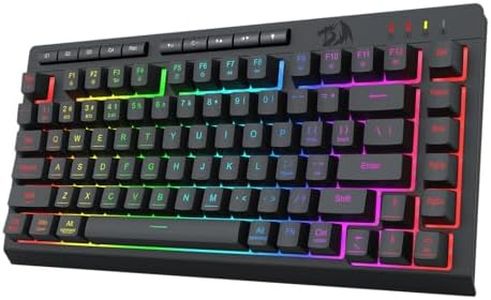 Redragon Portable Wireless Gaming Keyboard, Extra On-Board Macro Keys, Bluetooth/2.4GHz/USB-C, RGB Backlit, Anti-Ghosting, Rechargeable, Software Support, 75% Quiet Membrane Keyboard