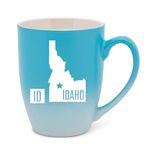 Elanze Designs Idaho ID Boise Capital City Laser Engraved 12 Ounce Glossy Ceramic Classic Coffee Mug Hot Cold Beverage Cup Kitchen Drinkware, Teal and White Ombre